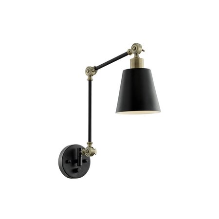 LITE SOURCE Metal Wall Lamp 2-Tone Black/Ab Type A 60W LS-16146BLK/AB